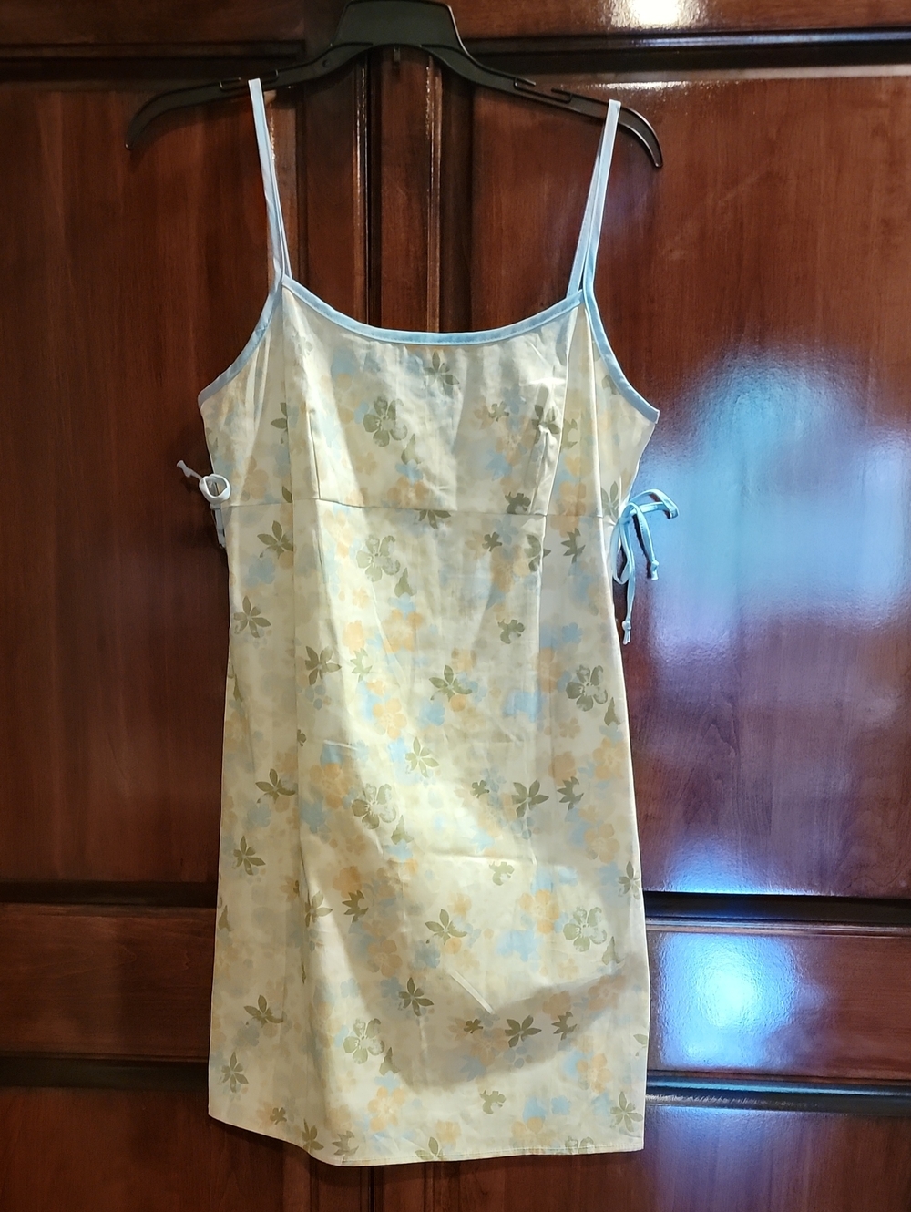 Wet Seal Blue-Trim Floral Dress 90s Y2k Vintage